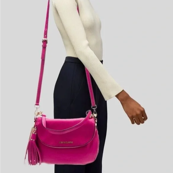 MICHAEL KORS BEDFORD TASSEL FUSCHIA PEBBLE LEATHER FLAP SHOULDER BAG CROSSBODY - Picture 16 of 16